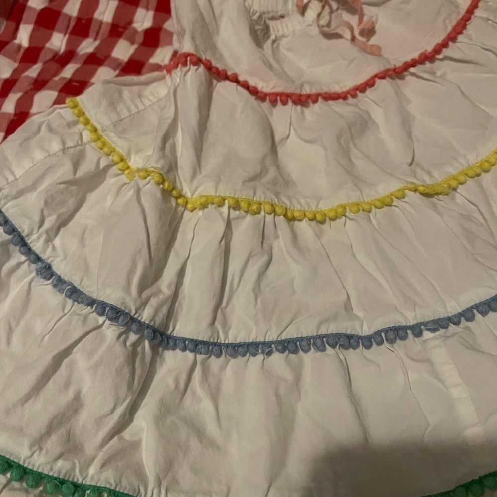 Mini Boden White Pom Pom Twirl Ruffle Skirt Girl's Size 5-6Y - Picture 2 of 9